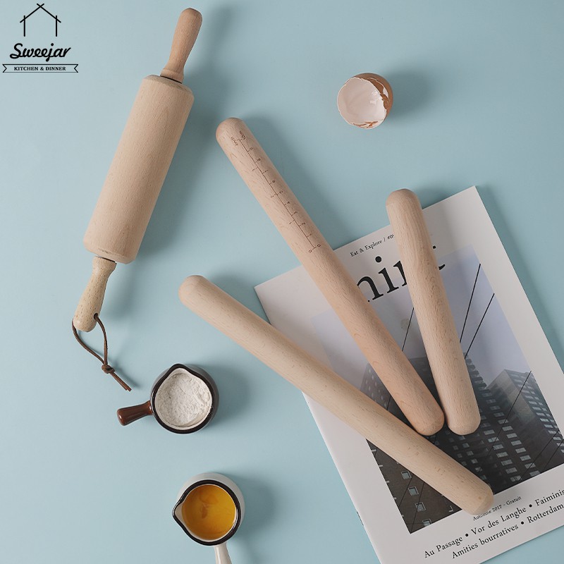 ♨Wooden Non-Stick Rolling Pin 15cm/ 20cm/ 30cm Mash Stick Dough Roller Baking Tools