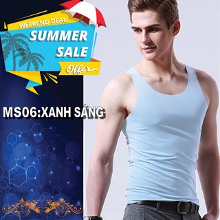 ÁO BA LỖ THUN LẠNH KHÔNG VIỀN - MÀU XANH SÁNG