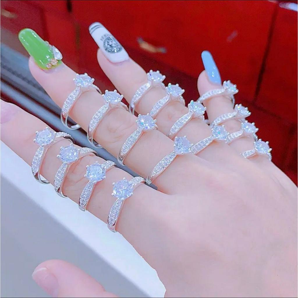Nhẫn nữ bạc ta gắn 2 hàng đá nhỏ xinh xắn - Kho sỉ bạc Nhất Linh