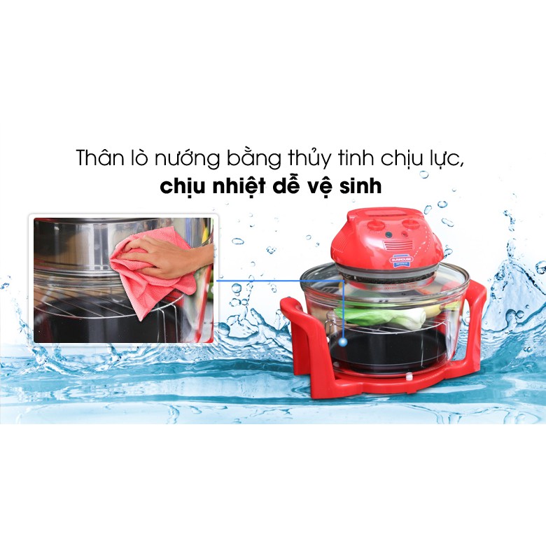 [Mã ELMSBC giảm 8% đơn 300K] Lò Nướng [FREESHIP] Bếp nướng Thủy Tinh SUNHOUSE SH410 nhanh chín, tiết kiệm điện