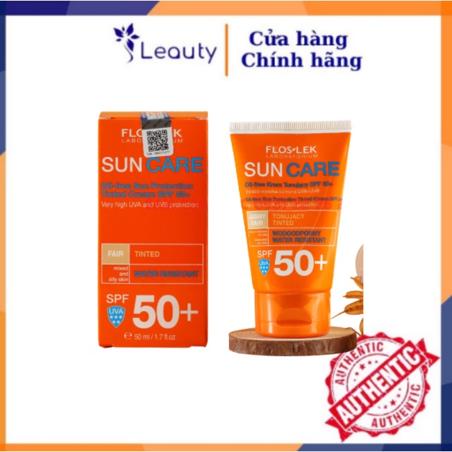 Kem Chống Nắng Floslek Sun Care - Oil Free Sun Protection Tinted Cream SPF50+ 50ml Cho Da Dầu