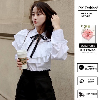 Áo Sơ Mi Bèo Ngực 2 Tầng (TRẮNG)