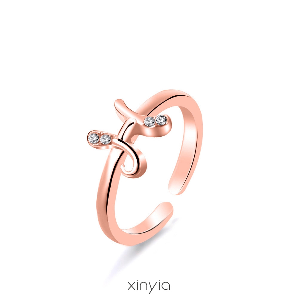 Nhẫn Mạ Vàng Trắng Hoạ Tiết 26 Chữ Cái Tuỳ Chọn Độc Đáo