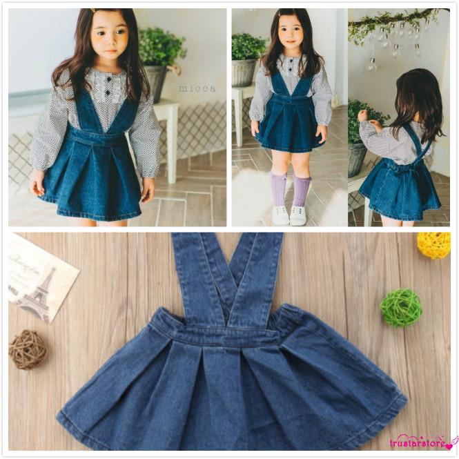 Váy yếm jean dáng xòe dễ thương cho bé gái