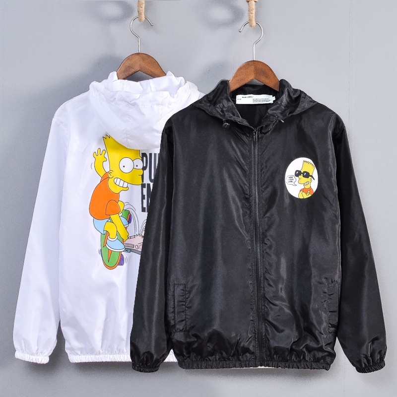OFF WHITE Áo Khoác Nam Simpson In Cặp Vợ Chồng Mỏng Thể Thao Của Nam Giới