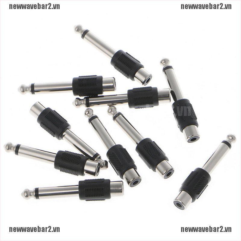 Set 10 Giắc Cắm Âm Thanh Chuyển Đổi Female RCA Sang 6.35mm 1 / 4 &quot;Male