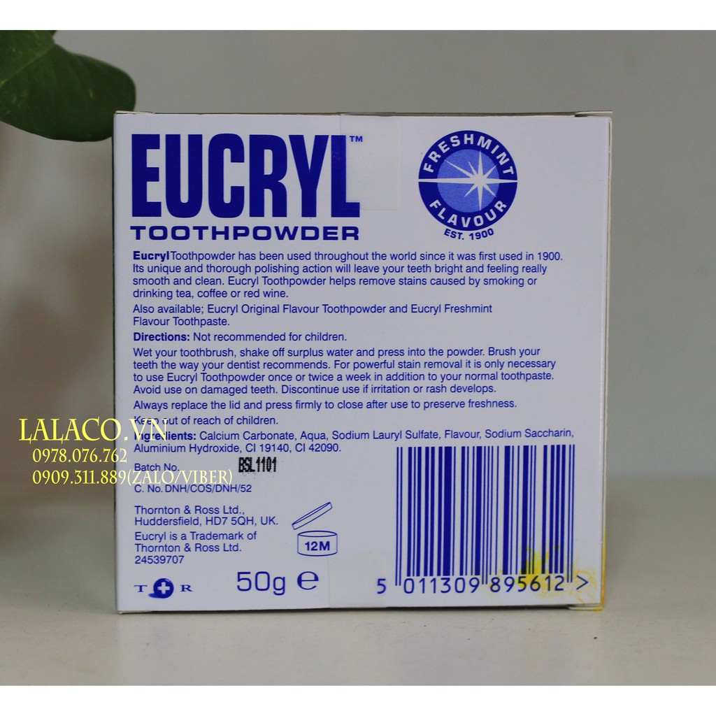 [ Auth ] Bột tẩy trắng răng Eucryl 50g