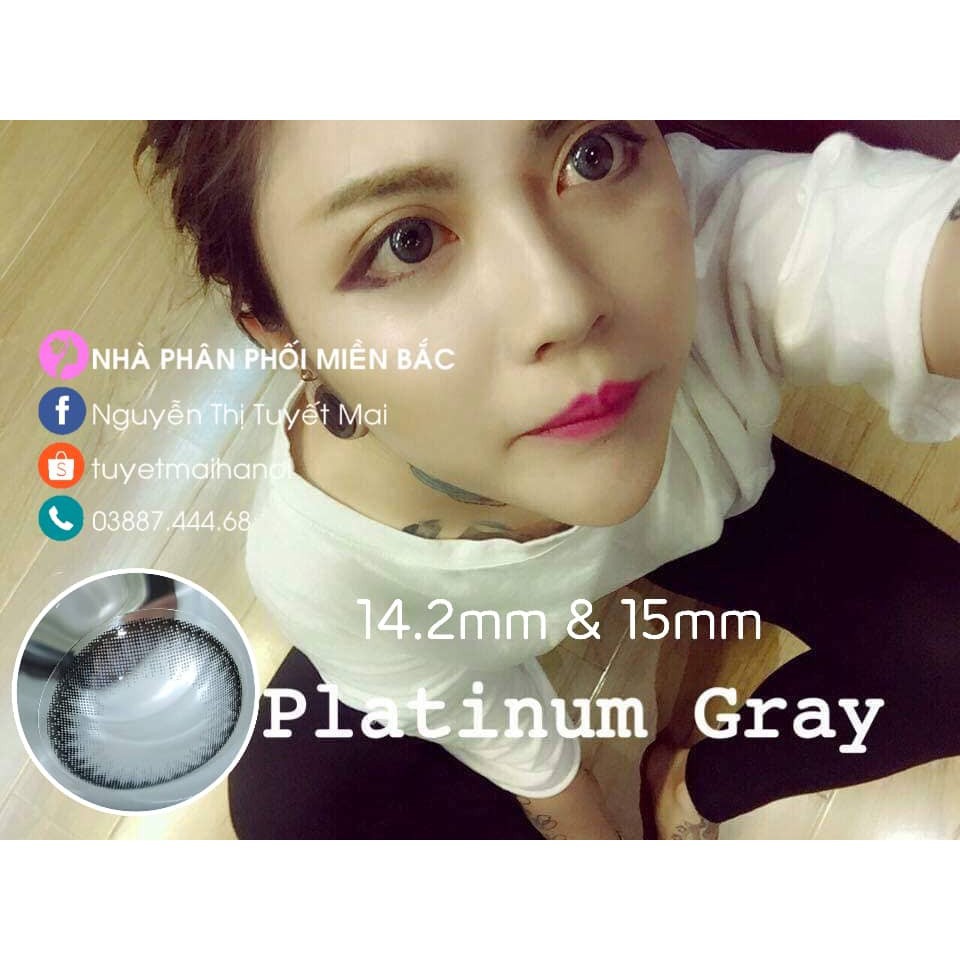 [Bán giá gốc] Lens Xám Tự Nhiên Mẫu Platinum Gray - Kính Áp Tròng Hàn Quốc