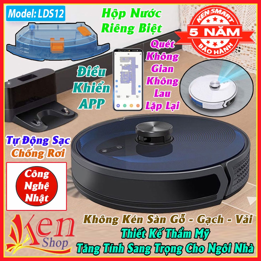Robot Hút Bụi Lau Nhà SMART LDS12, Lực Hút 3000 PA Cực Khỏe, Hoạt Động Theo Sơ Đồ, Cảm Biến Chống Rơi Thông Minh
