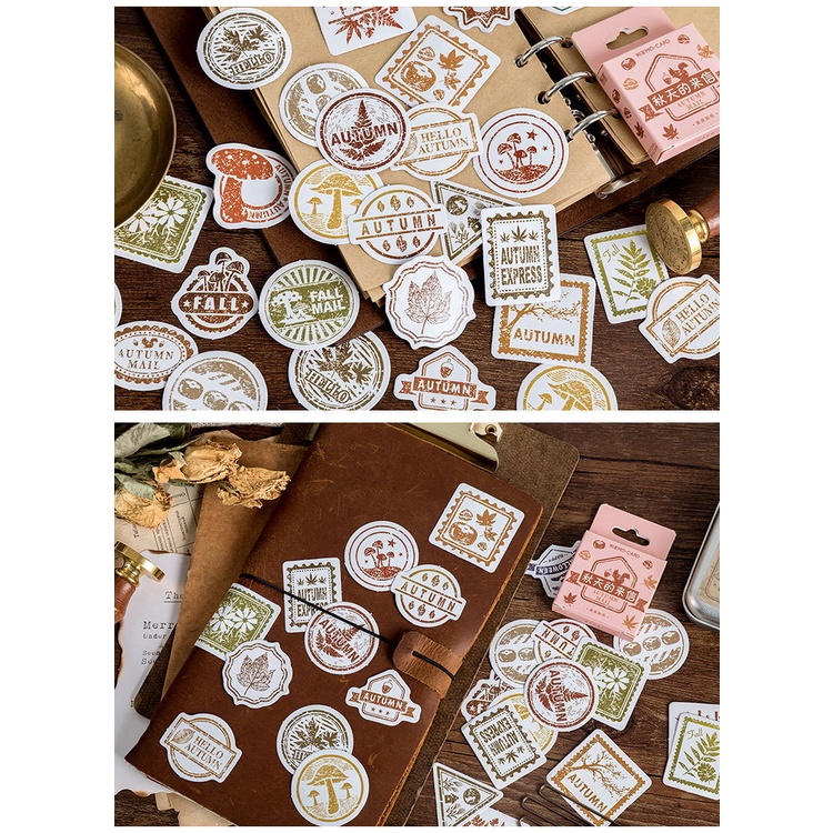 Sticker chủ đề Bức Thư Mùa Thu - Hộp 46 miếng dán trang trí sổ tay Bullet Journal - M082