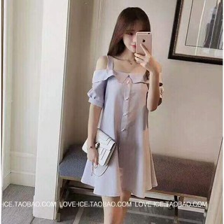 váy suông hở vai còn trắng