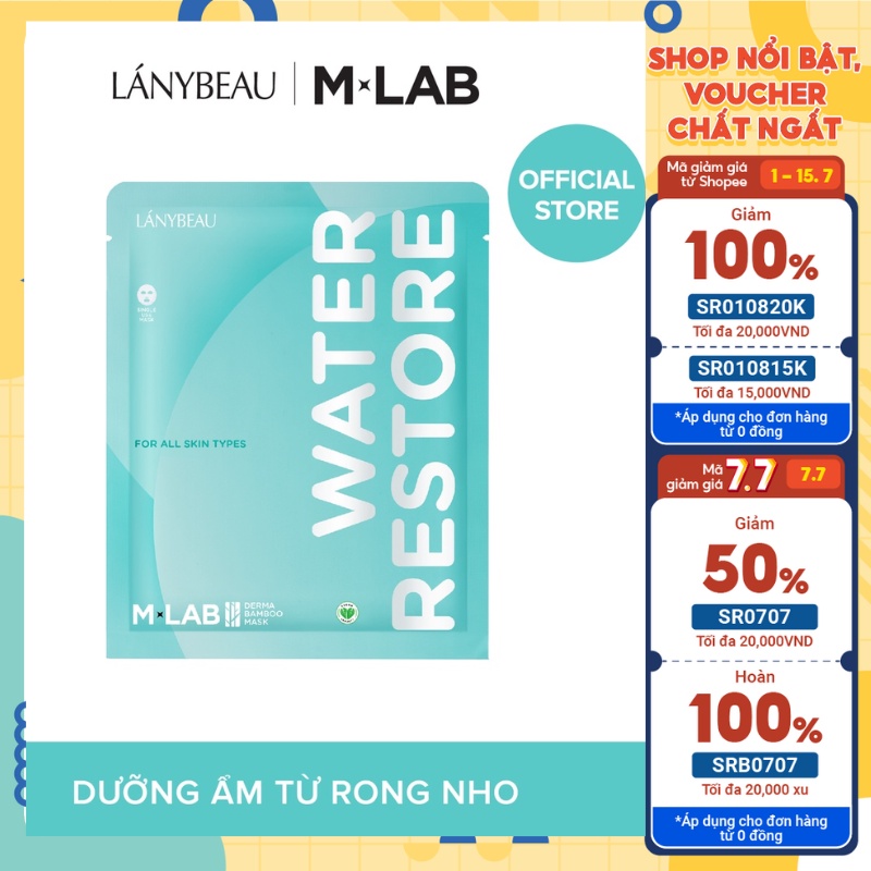 Mặt Nạ Mlab Sợi Tre CẤP ẨM, TRẮNG DA, KIỀM DẦU, Dưỡng Da Mịn Màng, Trắng Sáng set 1 gói
