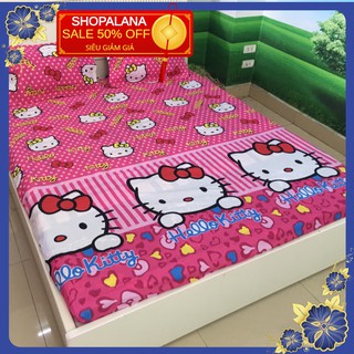 Bộ ga gối trải giường 1m6 và 1m8 hình kitty nhí