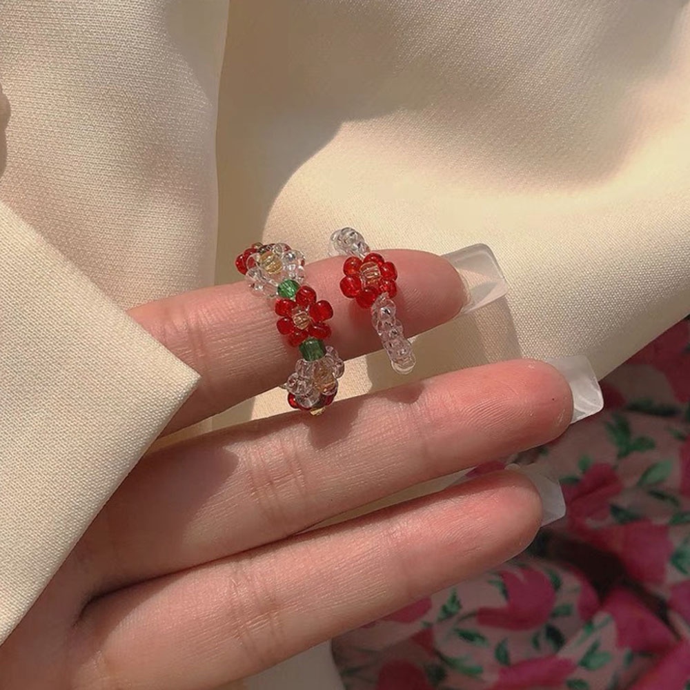 Nhẫn Đeo Ngón Tay Co Giãn Trong Suốt Họa Tiết Hoa Thời Trang Hàn Quốc Cho Nữ