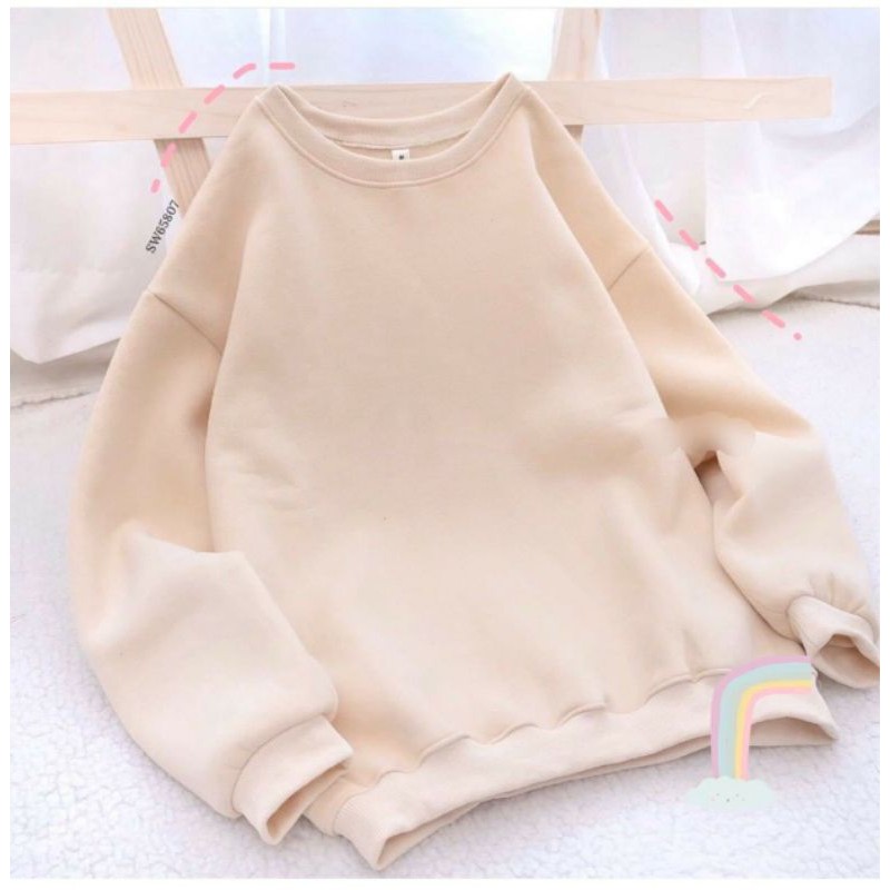 Áo Sweater Nỉ Trơn Nhiều Màu, Áo Nỉ Cổ Tròn Unisex