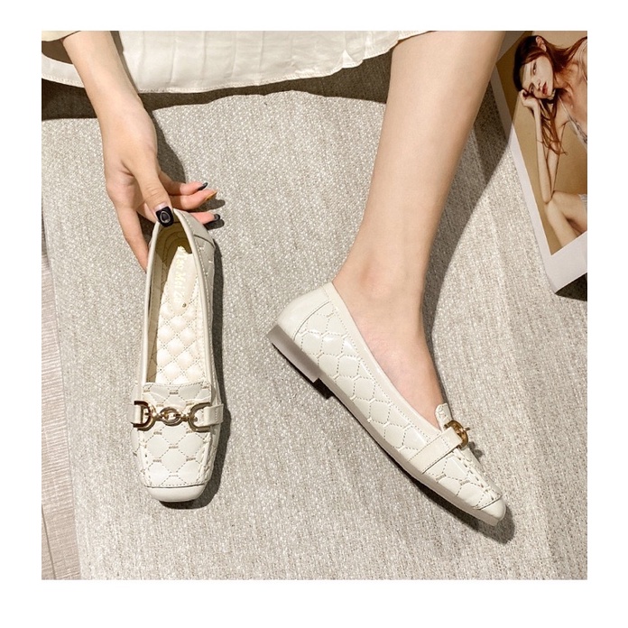 (HÀNG CÓ SẴN) Giày búp bê da bóng mũi tròn khoá xích BIG SIZE 41-43
