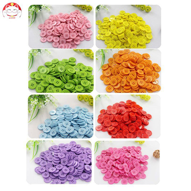 100 cúc áo nhựa tròn nhiều màu sắc trang trí thủ công