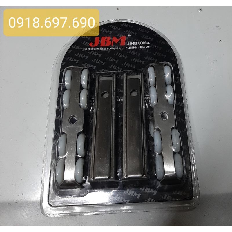 Bộ bánh xe treo cửa lùa 8 bánh JBM Cửa nhôm / gỗ / sắt cao cấp