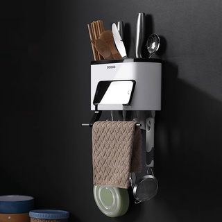 ECOCO Kitchen Rack Spoon Storage Box Rack Kitchen Cutlery Organizer Tableware Draining Chopstick Cage with Water Outlet Tray