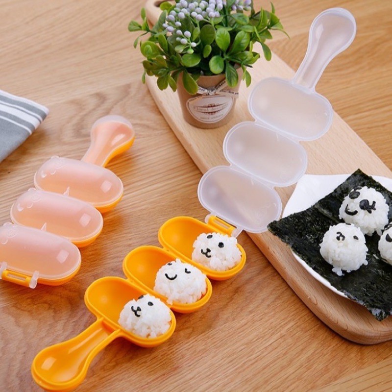 Bộ khuôn lắc cơm tạo hình cơm nắm cho bé ăn dặm kèm thìa