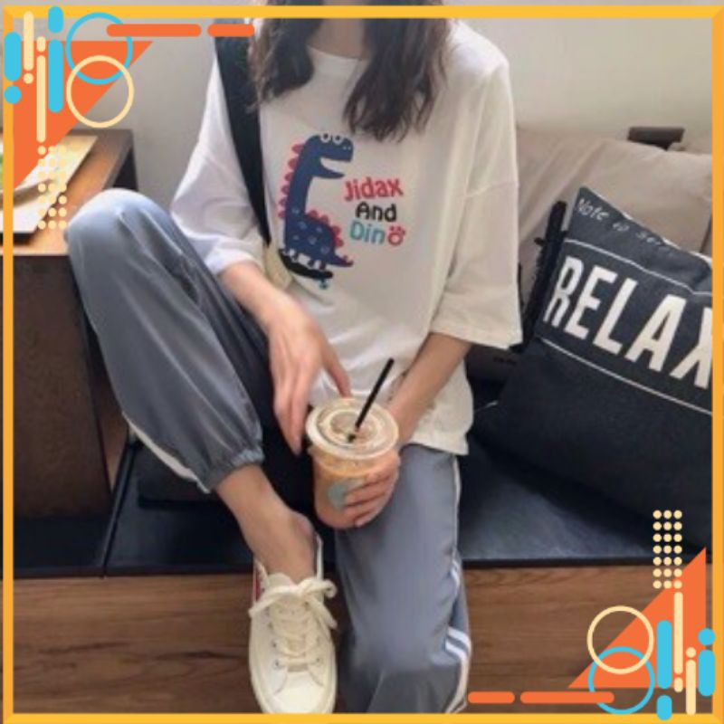 🔥HOT🔥 Đồ Bộ Legging Jogger Line Phối Thun Nam Nữ Unisex (Thể Thao, Nhà) Hình Jidax And Dino | BigBuy360 - bigbuy360.vn