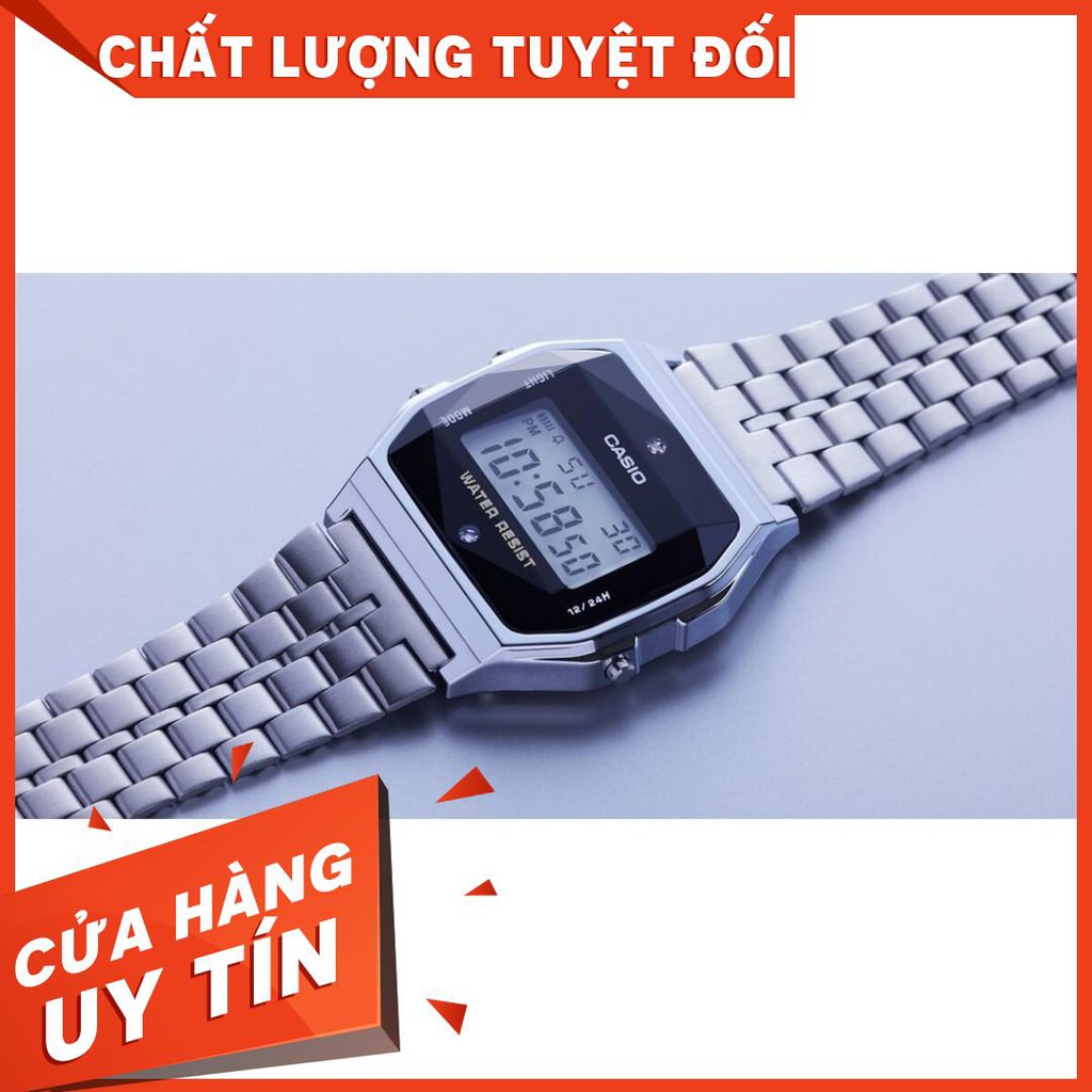 HOT Đồng Hồ Nữ Casio LA670WAD-1DF Điện Tử - Dây Đeo Kim Loại - Mặt Vuông Đính Đá Kim Cương chính hãng