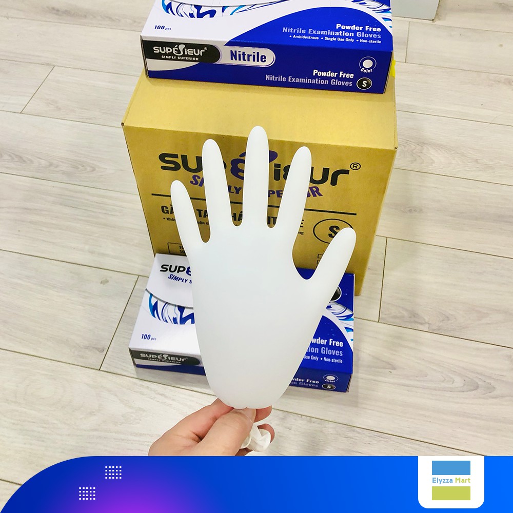 Găng Tay Y Tế Nitrile Superieur Không Bột Màu Trắng
