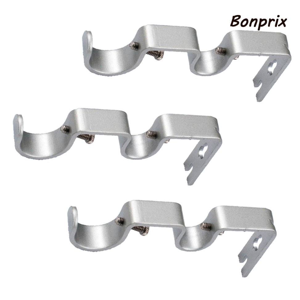 Set 3 Giá Đỡ Thanh Treo Rèm Cửa Gắn Tường Màu Bạc Tùy Chỉnh Tiện Dụng