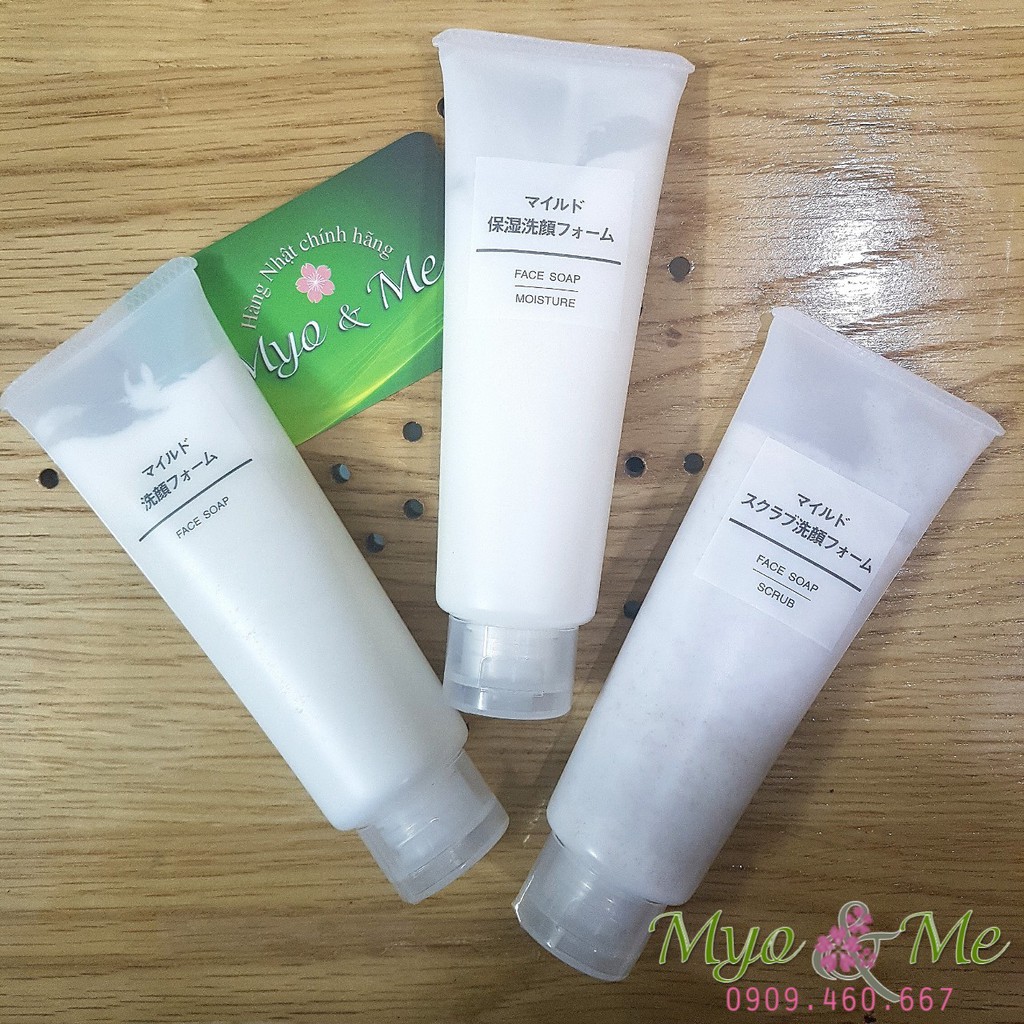 Sữa rửa mặt Muji Mild Face Soap/ Moisture/ Scrub Nhật Bản rửa mặt dịu nhẹ cho da nhạy cảm