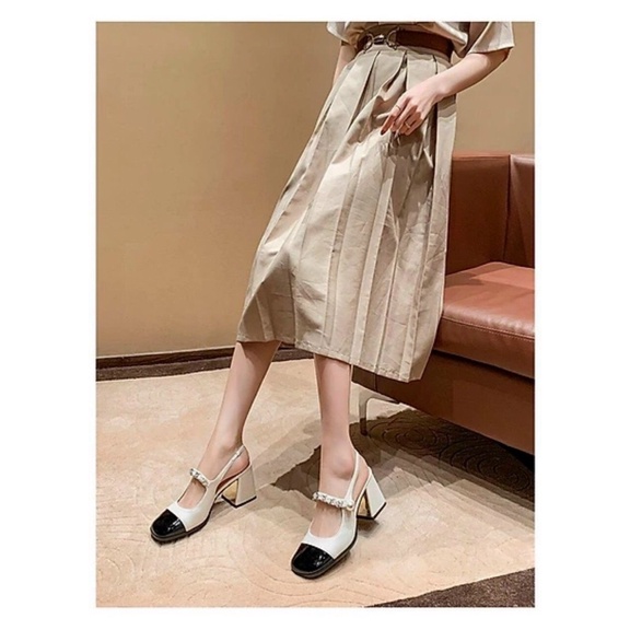 Guốc cao gót quai xích đính ngọc cao 7Cm hở gót sau nữ tiní hàng Quảng Châu loại 1