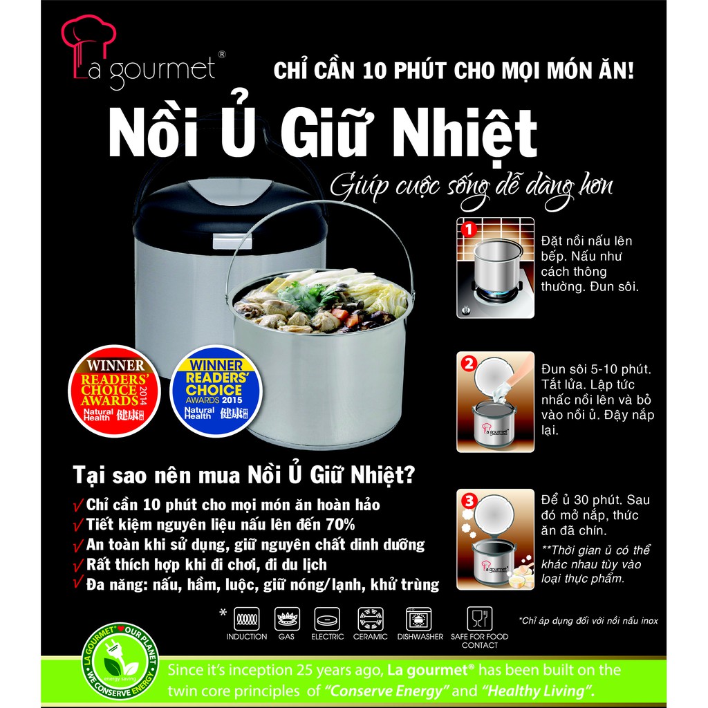 Nồi ủ giữ nhiệt La gourmet 2 ngăn 7L (bảo hành 1 năm) - 207869