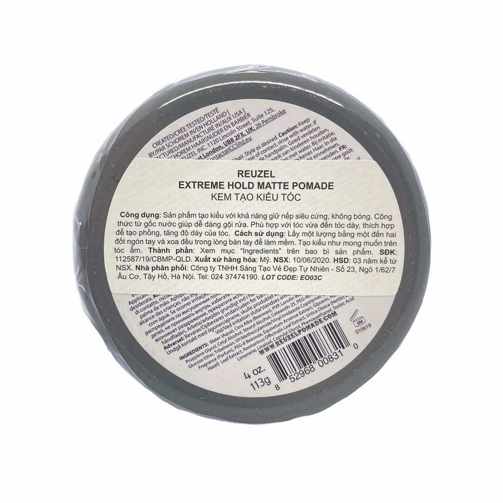 Sáp Vuốt Tóc Nam Reuzel Extreme Hold Matte Pomade 35/113g