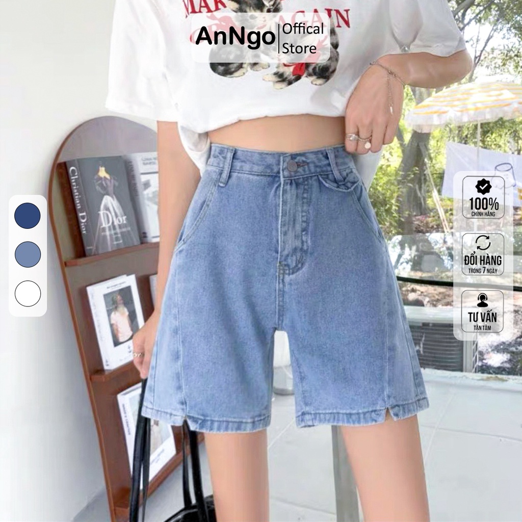 [FREESHIP_50K] Quần jean ngố nữ lưng cao phối kiểu độc đáo, chất vải denim bền đẹp AnNgo - AT157