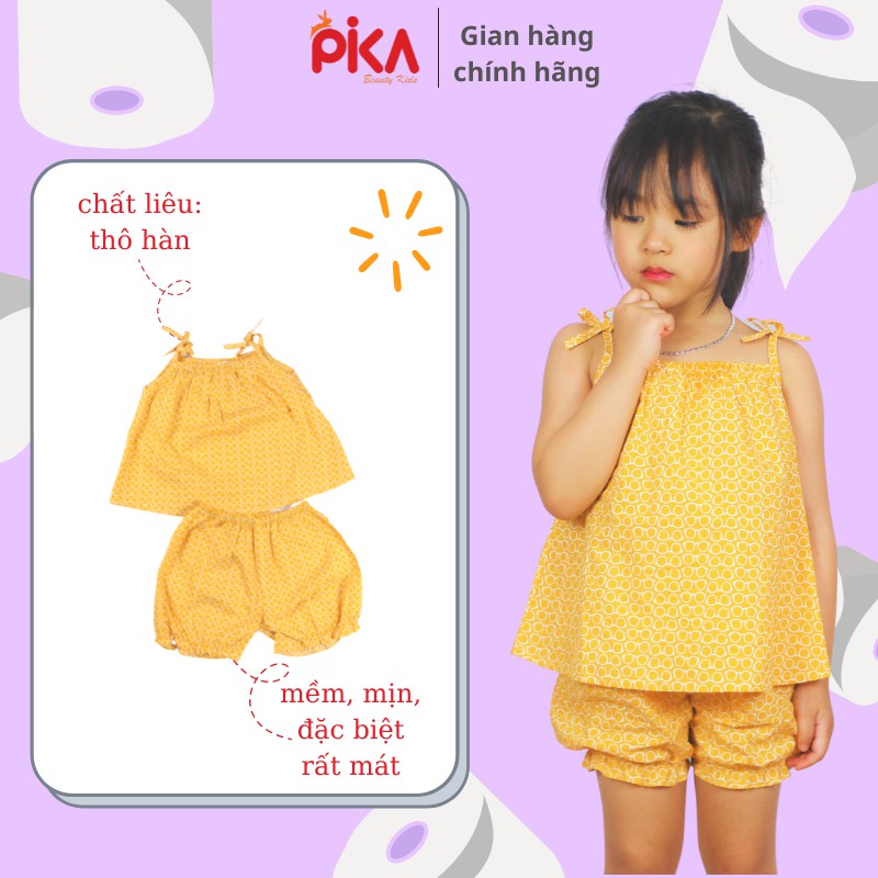 Bộ bé gái -Pika kids- chất liêu thô mềm, mát, mịn cho bé 1-6 tuôi