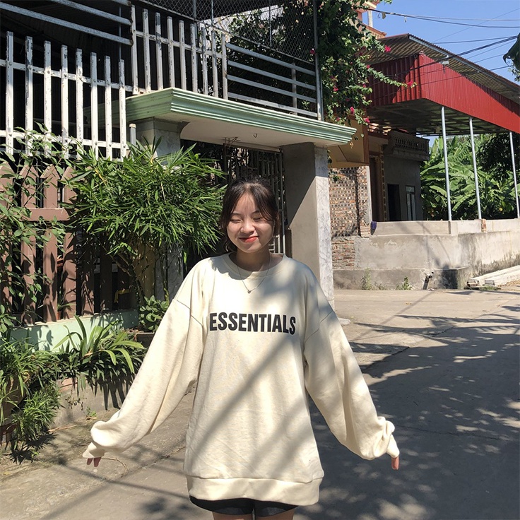 🔥FREESHIP🔥 Áo SWEATER Nỉ ESSENTIALS FORM RỘNG UNISEX NỈ BÔNG COTTON 100% MỀM MẠI DÀY DẶN,FREESIZE DƯỚI 65kg | BigBuy360 - bigbuy360.vn