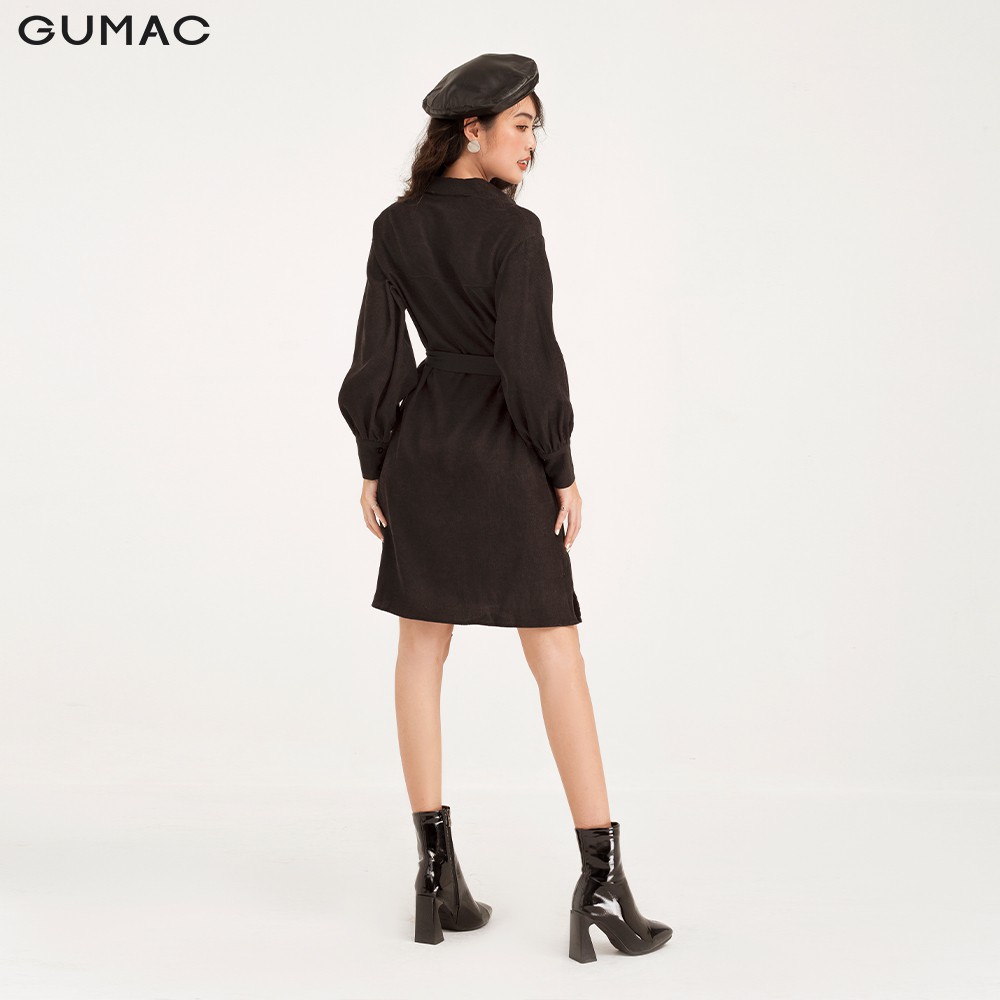 Đầm suông nữ GUMAC sơ mi 2 túi năng động, màu đen đủ size DB1149 [Không bao gồm dây eo] | BigBuy360 - bigbuy360.vn