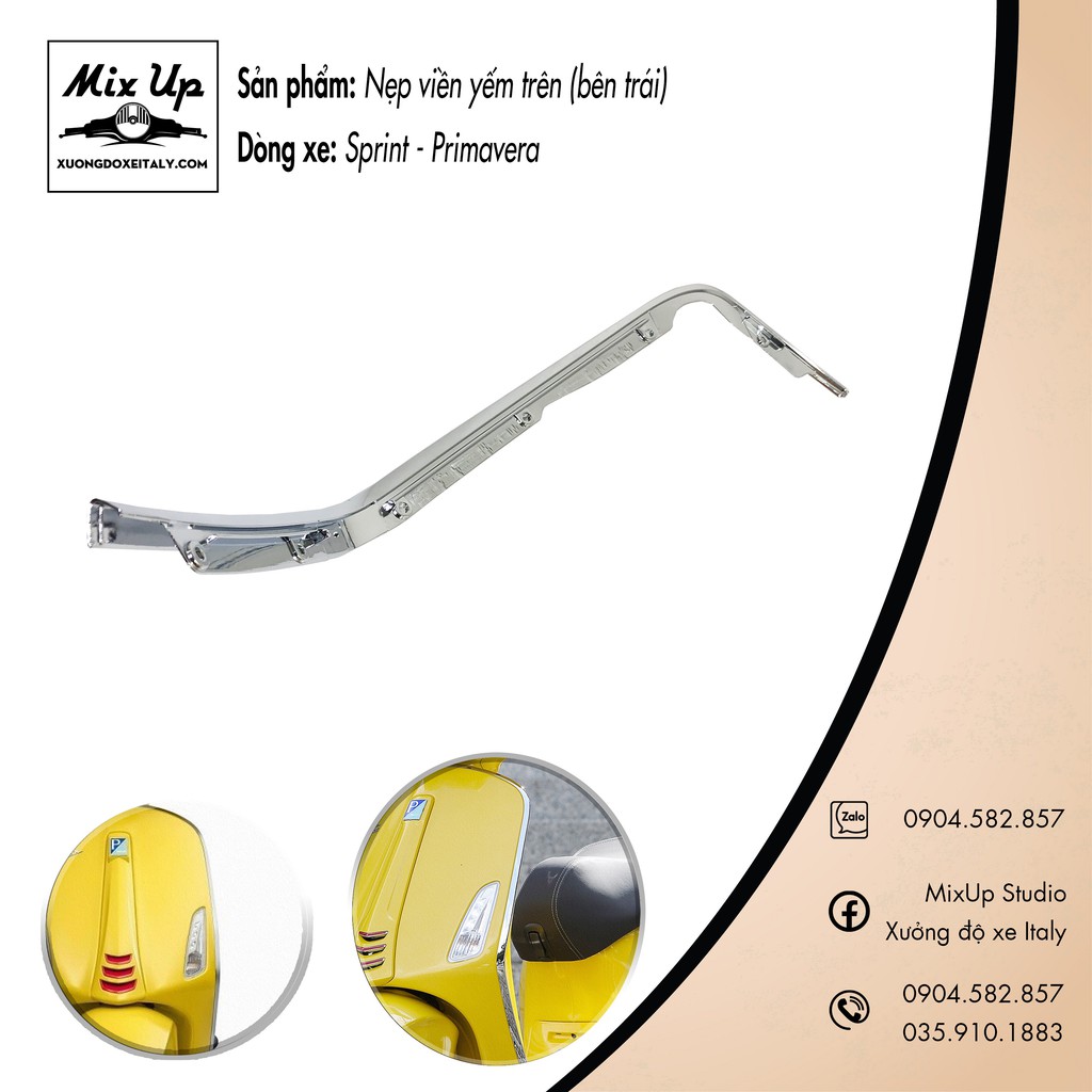 Bộ 4 món nẹp viền yếm xe Vespa Sprint / Primavera