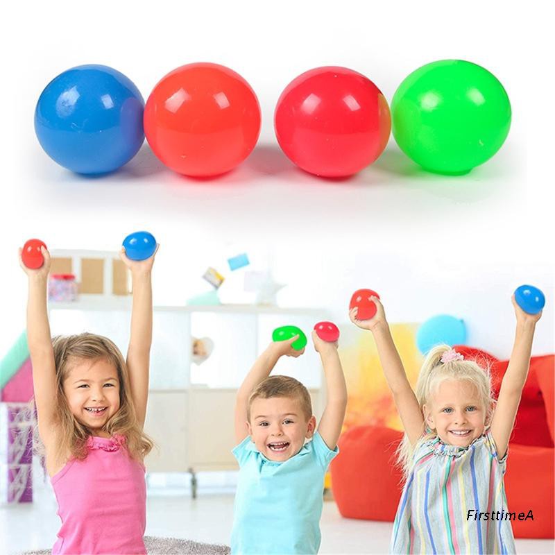 fir♞ 4pcs Novelty Sticky Ball Stress Relief Antistress Throw Catch Ball Squeeze Toy Fidget Toy Adults Kids Toy