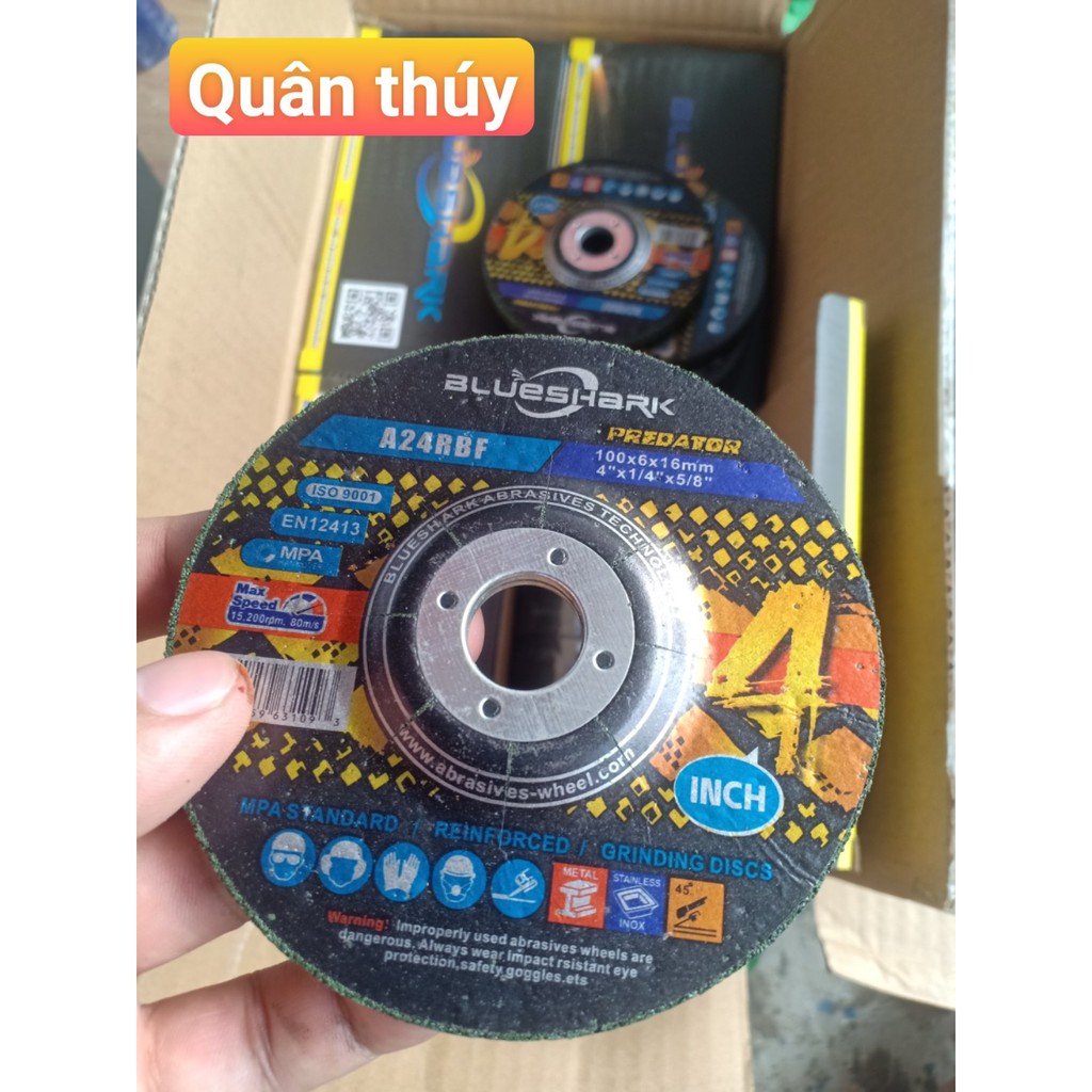 10 viên đá mài sắt, kim loại, inox Blueshark 100mm