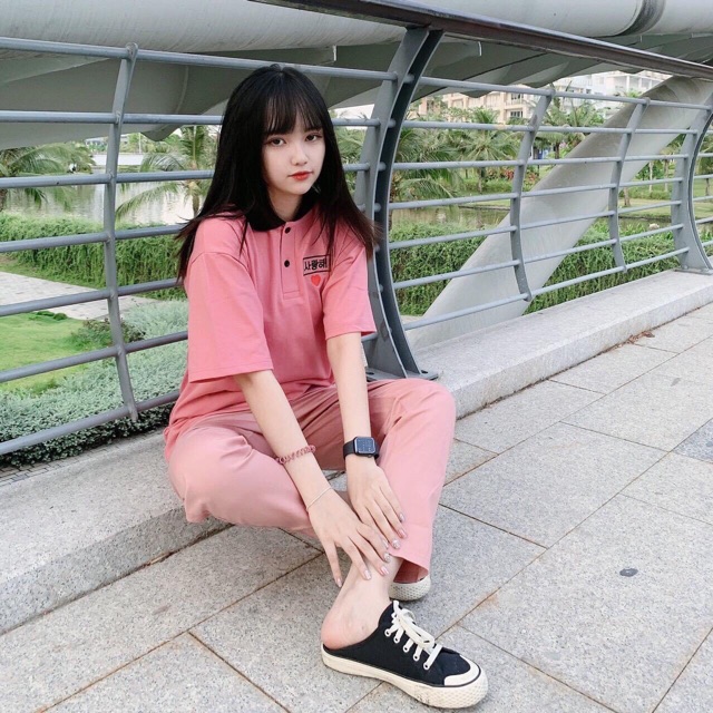 Áo PoLo Mix Tay Lở Thêu Chữ Ảnh Thật