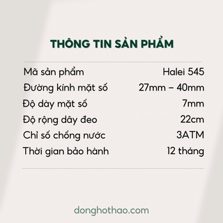 Đồng Hồ Cặp Đôi Halei 545 Dây Da Đen Mặt Đen