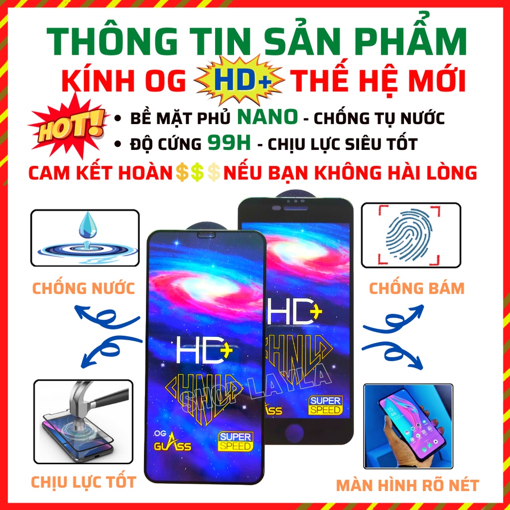 Kính Cường Lực iphone 7plus/8plus/X/XR/XS/XSMAX/11/11PRO/11 PROMAX/12/12PRO/12 PRO MAX/13/13 PRO/13 PRO MAX-Phủ NaNo HD+