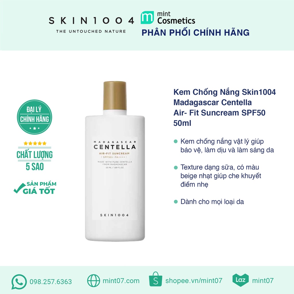 Kem Chống Nắng Skin1004 Madagascar Centella Air-fit Suncream SPF50/PA++++ 50 ml