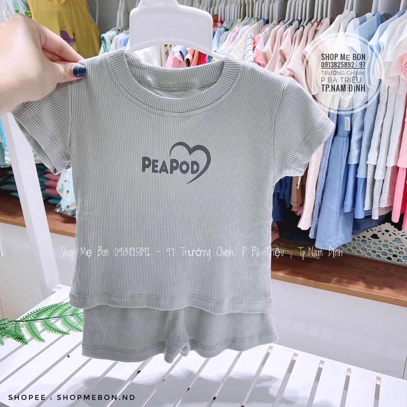 Bộ cài vai Peapod cộc tay chất tằm mềm mát cho bé dưới 18kg