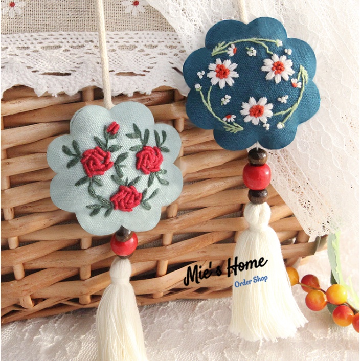 DIY bộ kit thêu tay Trang trí treo Túi Thơm Thêu Hình Hoa Cỏ Mùa Xuân Làm Quà Tặng Móc khóa trang trí Ô tô - MIE Shop