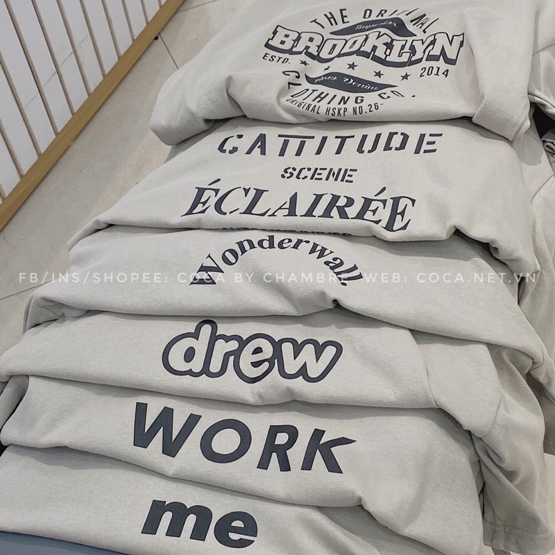 [P0179]⌛️ Áo thun cotton mặt lông dày in chữ WORK form rộng bảng 8 màu vintage (Có sẵn/ảnh thật)