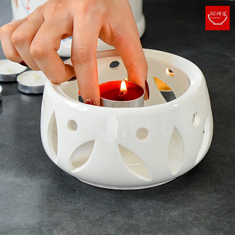 Đế nến bếp nến sứ khắc hoa trắng