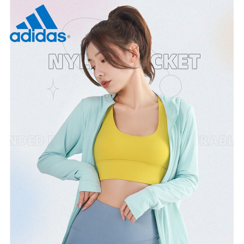 Áo Khoác Chống Nắng Vải Lụa Lạnh Mỏng Dáng Rộng Thoáng Khí Có Mũ Trùm Hiệu adidas Cho Nữ Cỡ m-3xl