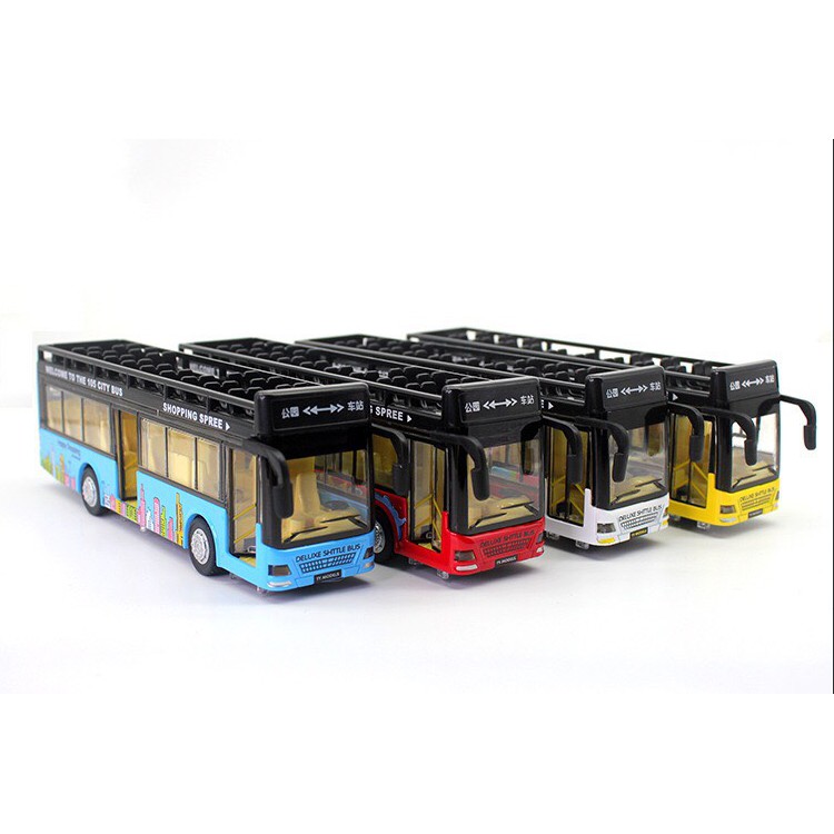 Mô hình Xe bus mui trần, xe bus 2 tầng đồ chơi ô tô cho bé