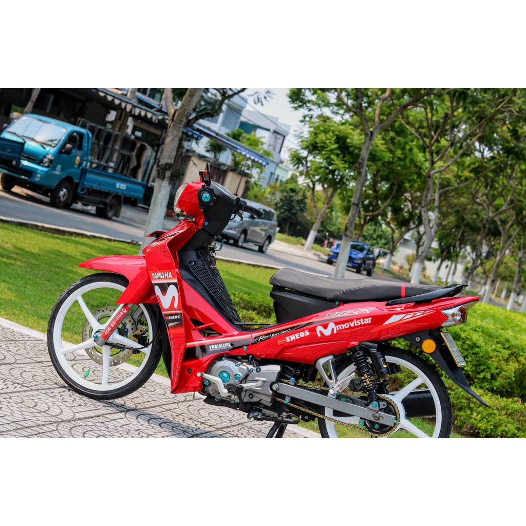 Tem /decal Rời Dán Xe Sirius Mẫu Movistar Đỏ Đen Cực Đẹp, Hàng 3 Lớp Chất Lượng Cao